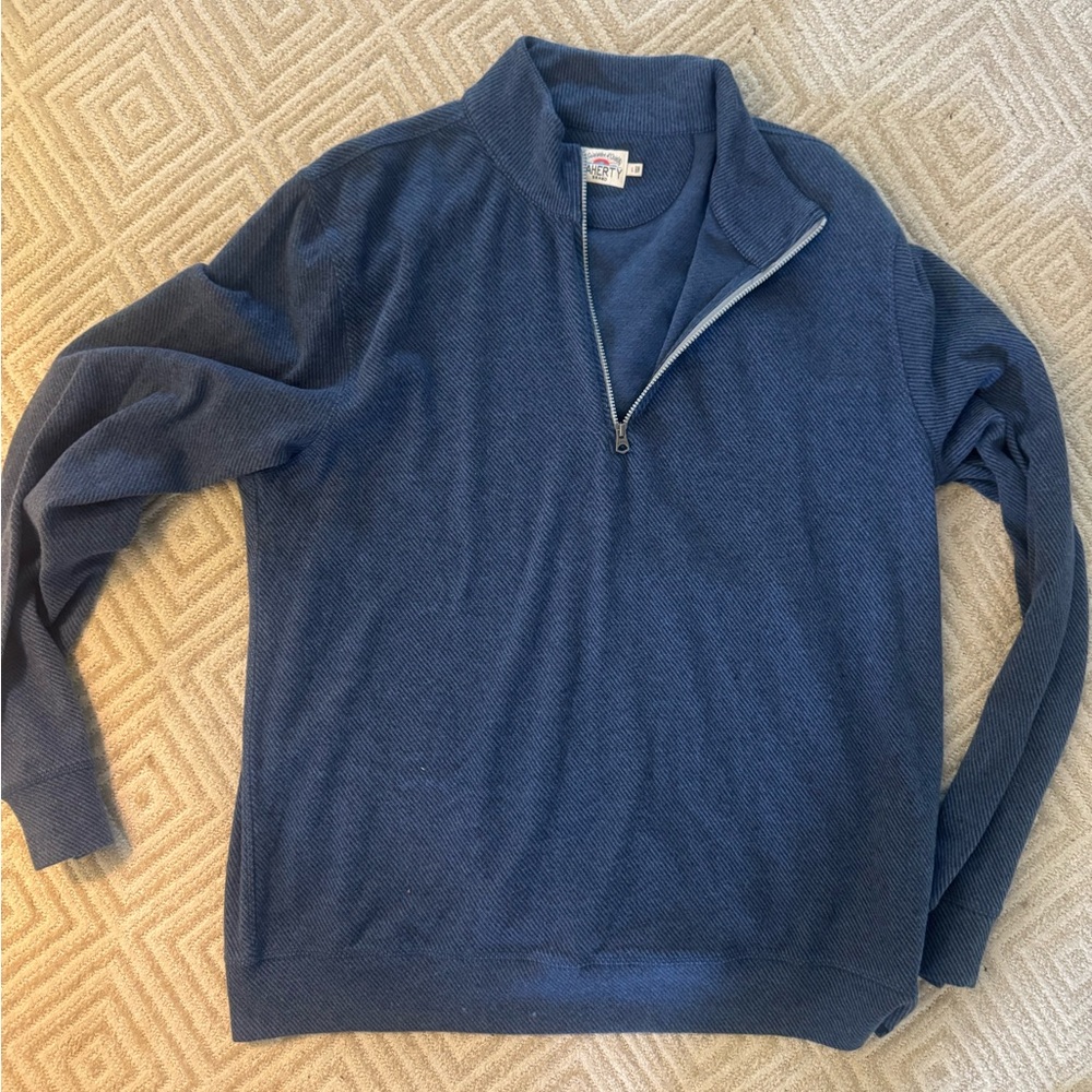 Faherty Blue Zip Up Sweater